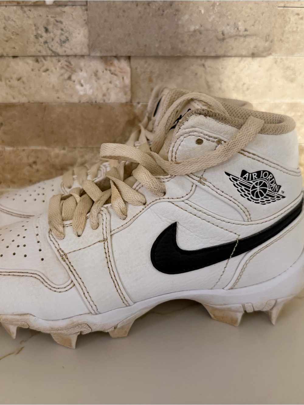 Jordan Youth Baseball Cleats in White and Black